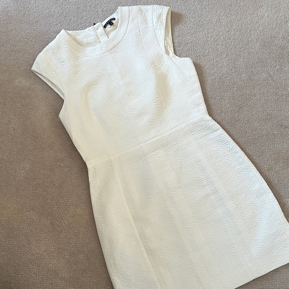 Theory Textured White Cap-Sleeve Dress!